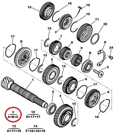 Käigukasti abivõlli laagrite komplekt OEM Jumper/Boxer/Ducato 2006- BVM6 MLGUC14 - PSA 237285 - OE - 100% Genuine Part