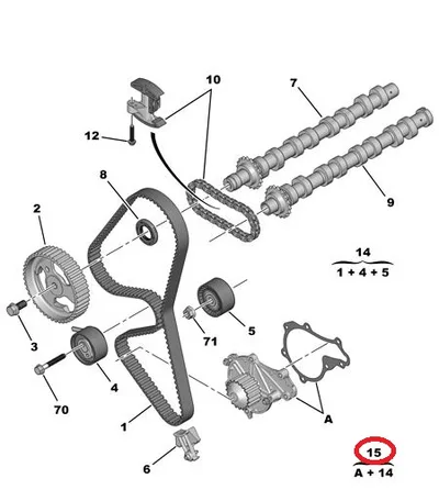 Kit courroie de distribution + pompe à eau OEM Peugeot/Citroen 1.6HDI DV6TED4 - PSA  1684448080 - OE - 100% Genuine Part