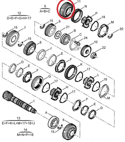 5-käigu hammasratas 53H (53X31) OEM Jumper/Boxer/Ducato -2006 - PSA  233350 - OE - 100% Genuine Part