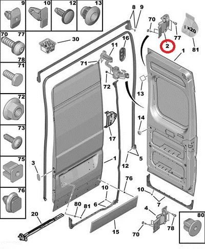 Tagaukse hing ülemine OEM Jumper/Boxer/Ducato 2006-11 (270° avanevad uksed) - PSA 871787 - OE - 100% Genuine Part