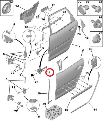 Uksepiiraja tagauksele OEM Citroen C4 Picasso - PSA  9181K4 - OE - 100% Genuine Part