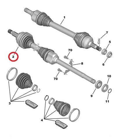 Veovõll komplektne parem OEM Citroen C5 2008- 2,0HDI 6-k. automaat - PSA 3273SP - OE - 100% Genuine Part