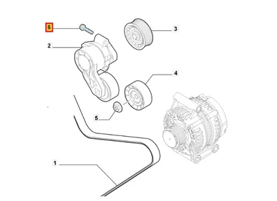 Vis de fixation du tendeur de courroie trapézoïdale multiple M8x1,25-L45 OEM Jumper/Boxer/Ducato 2,2HDI 2006- - PSA 5703C0 - OE - 100% Genuine Part