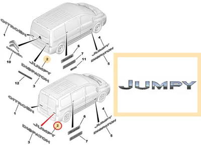 Embleem tagauksele "JUMPY" OEM Citroen Jumpy III - PSA 8665SH - OE - 100% Genuine Part