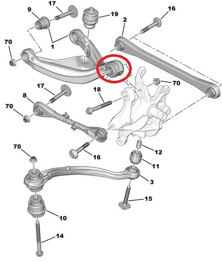 Tagasilla õõtshoova puks välimine Citroen C5/C6, Peugeot 407 - PSA 9639880480J - OEM (no box)