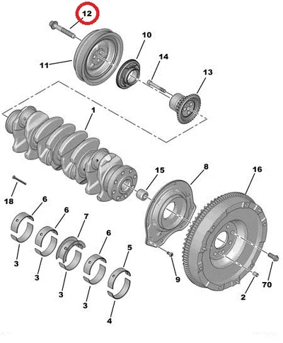 Boulon poulie de vilebrequin OEM Jumper/Boxer/Ducato 2,2HDI - PSA  0516K2 - OE - 100% Genuine Part