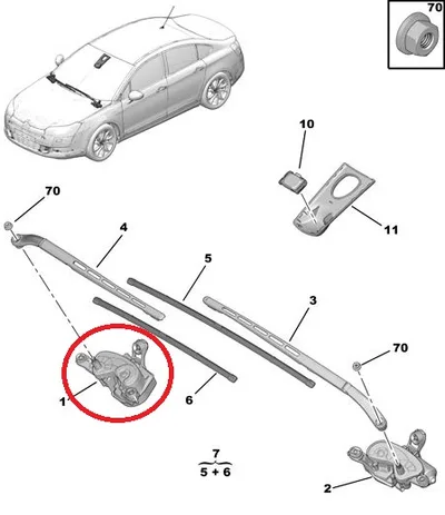 Moteur d'essuie-glace droit Citroen C5 2008- - PSA  6405KZ - OE - 100% Genuine Part