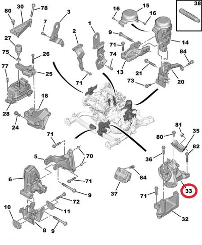 Mootoripadi vasak Citroen C5/Peugeot 407, 508 - PSA 1813G9/Z