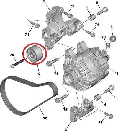 Mitmikkiilrihma juhtrull OEM Citroen/Peugeot 1,4HDI/1,6HDI - PSA  1611422880 - OE - 100% Genuine Part