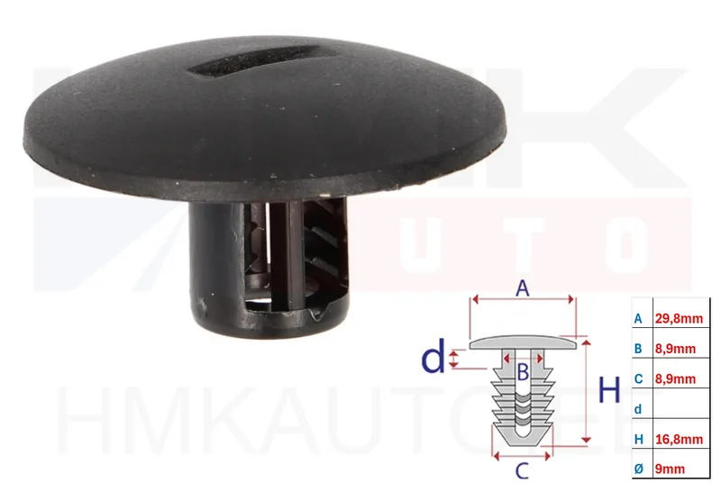 Agrafe de fix Citroen/Peugeot/Renault 8,9mm (1pcs.) - 10556