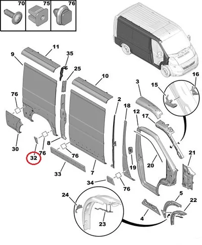 Külgpaneeli eesmine liist parem OEM Jumper/Boxer/Ducato 2006- L1 - FIAT  735422846 - OE - 100% Genuine Part
