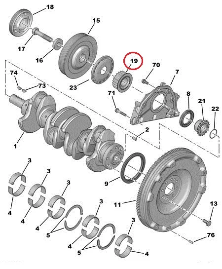 Crankshaft pulley (timing belt) OEM Peugeot/Citroen 1.9D/2.0HDI - PSA 0513A9 - OE - 100% Genuine Part