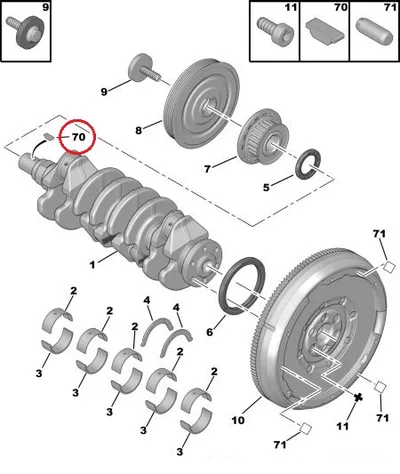 Väntvõlli rihmaratta kiil OEM Peugeot/Citroen DV5,DV6 (18,5X6-6) - PSA 697614 - OE - 100% Genuine Part