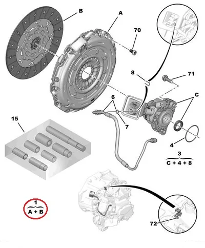 Sidurikomplekt OEM C3,C4,C5(x7),DS3,DS4,DS5 / 3008,5008,508 1,6HDi 2010- (6-k.kast) - PSA 2052Z1 - OE - 100% Genuine Part