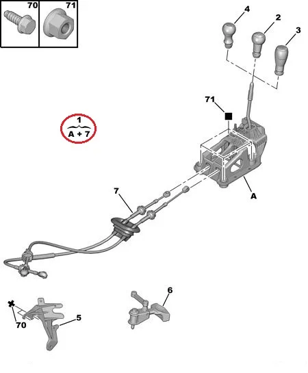 Käigukang kulissi ja trossidega Citroen C2/C3 MA 1,4HDI DV4 - PSA 2400HLJ - OEM (no box)