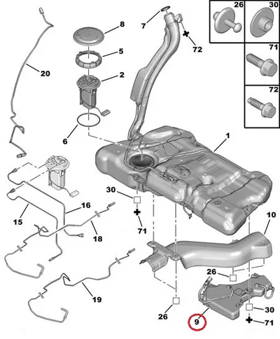 Réservoir d'additif FAP OEM Citroen C5/C6, Peugeot 407/508 - PSA 1500NK - OE - 100% Genuine Part