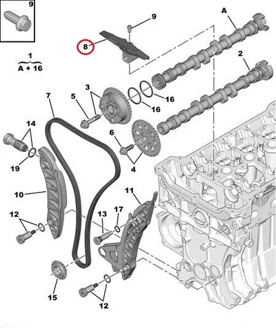 Mootoriketi tald ülemine OEM Citroen/Peugeot EP-mootorid - PSA 9816058680 - OE - 100% Genuine Part