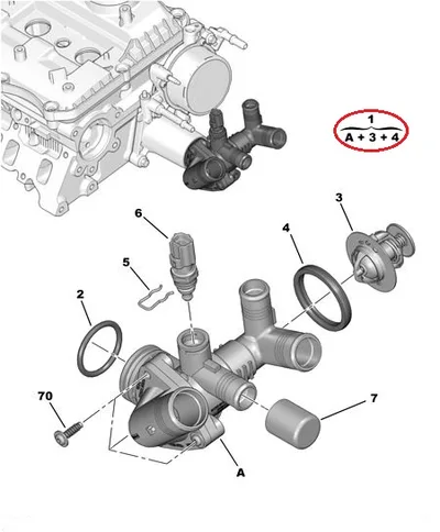 Thermostat with Housing OEM Jumper/Boxer/Ducato 2.2HDI 2011- - PSA 9678741380 - OE - 100% Genuine Part