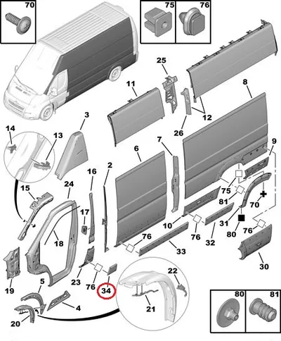 Ukseposti (B-piilari) liist vasak OEM Jumper/Boxer/Ducato 2006- (L4) - FIAT  735422954 - OE - 100% Genuine Part