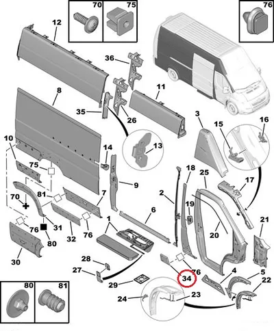 Ukseposti (B-piilari) liist parem OEM Jumper/Boxer/Ducato 2006- (L4) - FIAT  735422946 - OE - 100% Genuine Part
