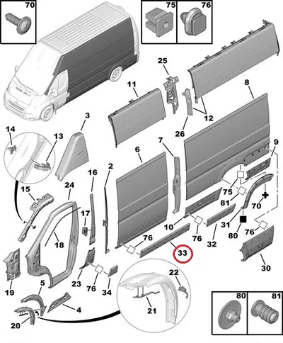 Liugukse/küljepaneeli liist vasak OEM Jumper/Boxer/Ducato 2006-18 (L2-L3-L4) - PSA  8546T8 - OE - 100% Genuine Part