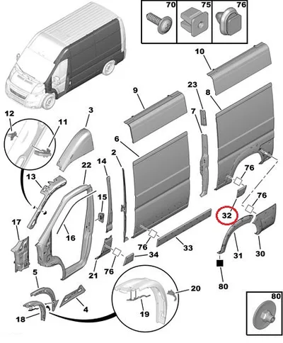 Külgpaneeli eesmine liist vasak OEM Jumper/Boxer/Ducato 2006- L2 - FIAT  735422847 - OE - 100% Genuine Part