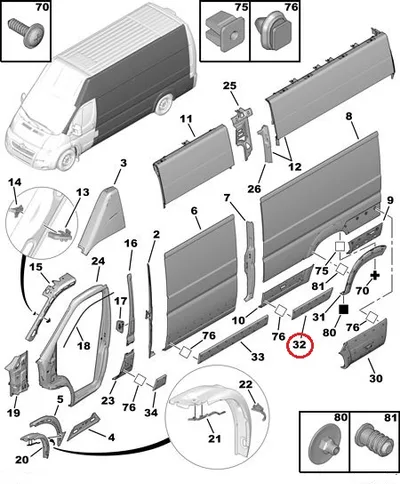 Külgpaneeli eesmine liist vasak OEM Jumper/Boxer/Ducato 2006- L4 - FIAT  735438350 - OE - 100% Genuine Part