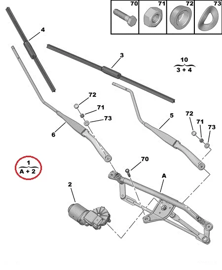 Klaasipühkijate hoovastik koos mootoriga Citroen Nemo/Peugeot Bipper 2011- - PSA 1608189580 - OE - 100% Genuine Part