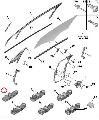 Klaasitõstuki lüliti parem eesmine OEM Citroen C4 - PSA 6554HF - OE - 100% Genuine Part