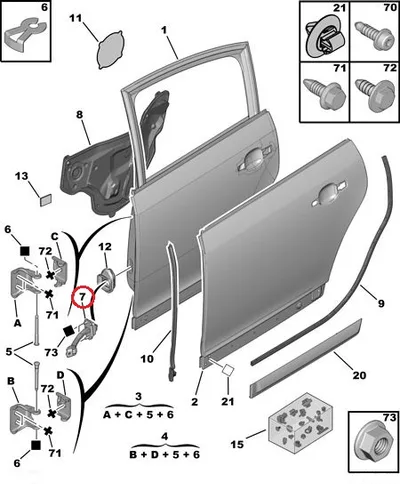 Uksepiiraja tagauksele OEM Citroen C4 - PSA  9801672580 - OE - 100% Genuine Part