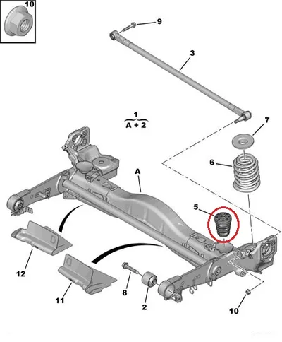 Vedrustuse läbilöögi puhver, tagumine OEM Jumpy/Expert 07- - PSA  516684 - OE - 100% Genuine Part