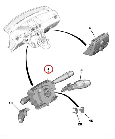 Roolisamba lülitiplokk OEM Peugeot 307 (+tagakojamees,esiudutuled) - PSA 98069976XT - OE - 100% Genuine Part