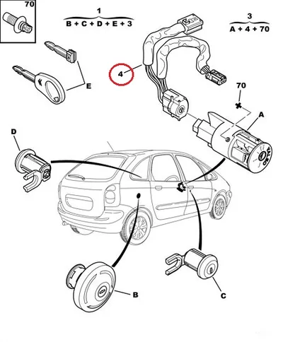 Süüteluku kontaktplaat OEM Citroen Xsara Picasso - PSA  992712 - OE - 100% Genuine Part