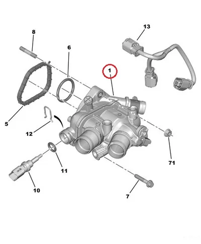Thermostat with housing OEM PSA EP6C - PSA 9808646980 - OE - 100% Genuine Part