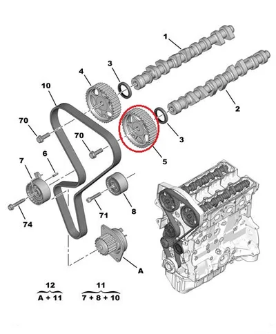 Nukkvõlli rihmaratas OEM Citroen/Peugeot TU5JP4 - PSA 0805F1 - OE - 100% Genuine Part