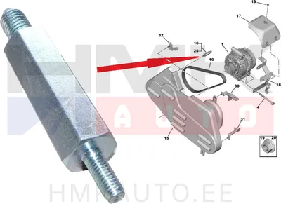 Rihmakatte kinnituspolt OEM Jumper/Boxer 2,2HDi - PSA  1606275180 - OE - 100% Genuine Part