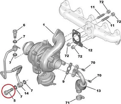 Turbo õlitustoru kinnituspolt OEM Citroen/Peugeot 1,4/1,6 (alumine) - PSA  037660 - OE - 100% Genuine Part