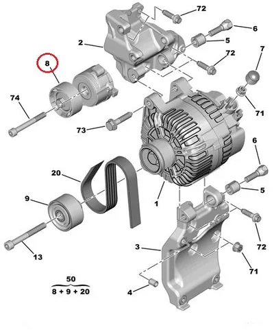 Mitmikkiilrihma pinguti OEM Citroen/Peugeot 1,6HDI - PSA  1611424880 - OE - 100% Genuine Part