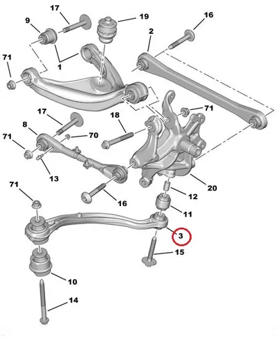 Tagasilla pikivarras parem OEM Citroen/Peugeot - PSA  9801145780 - OE - 100% Genuine Part