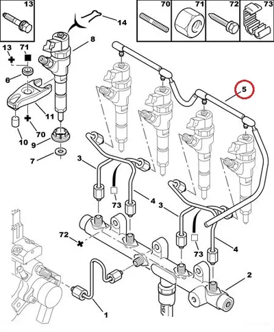 Pihustite tagasivoolutoru OEM Citroen/Peugeot 2,0HDI - PSA  1573SR - OE - 100% Genuine Part