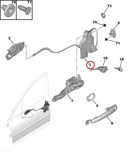 Ukselukusti esiuksele vasak OEM Peugeot 407 - PSA 9135FN - OE - 100% Genuine Part