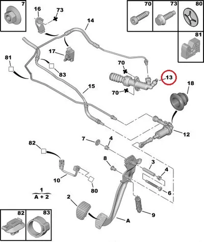 Siduri töösilinder OEM Citroen C5 /Peugeot 407 - PSA  2182A7 - OE - 100% Genuine Part