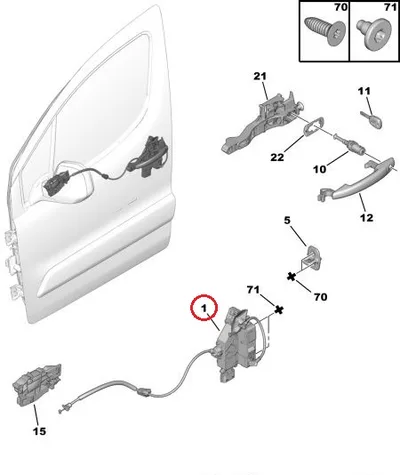 Ukselukusti esiuksele parem OEM Citroen Berlingo/Peugeot Partner 2008- - PSA  9135EA - OE - 100% Genuine Part