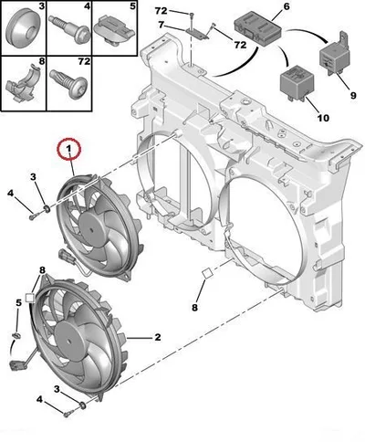 Jahutusventilaator OEM Citroen C8, Jumpy III/Peugeot 807 - PSA  1253Q7 - OE - 100% Genuine Part