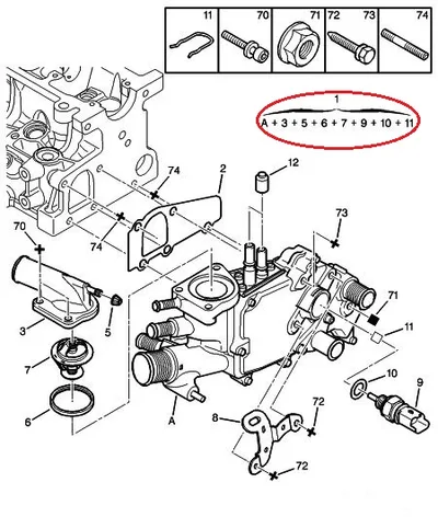 Termostaat korpusega OEM Citroen/Peugeot 2,0HDi - PSA  1336S4 - OE - 100% Genuine Part