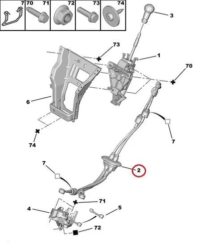 Комплект тросов КПП Citroen Berlingo/Peugeot Partner 1,6HDI 2010- BE4R - PSA 2444JJ - OE - 100% Genuine Part