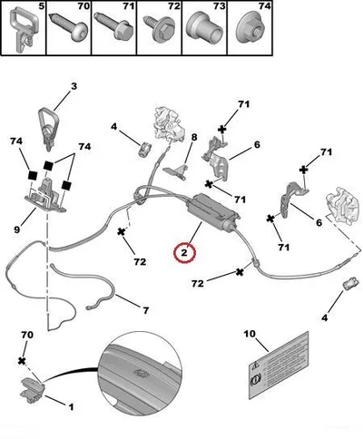 Elektrilise seisupiduri mehhanism trossidega OEM Citroen C5 III 2008- - PSA 1612865480 - OE - 100% Genuine Part