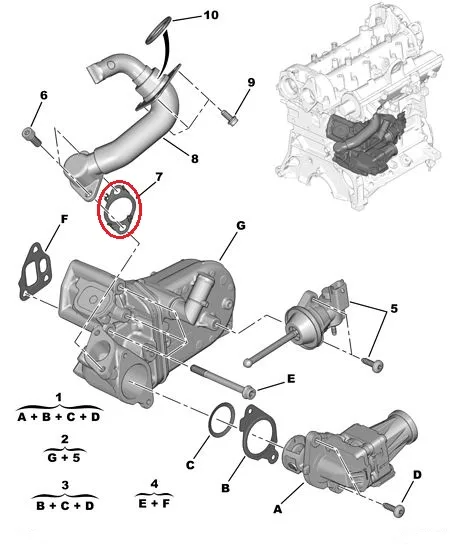 EGR toru tihend OEM Citroen Nemo/Peugeot Bipper 1,3HDI - PSA 1618QX - OE - 100% Genuine Part