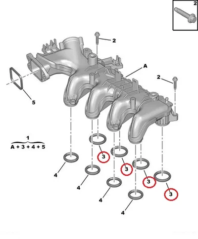 Прокладка впускного коллектора OEM PSA/Ford/Mazda 1,6HDI - PSA 0348R4 - OE - 100% Genuine Part