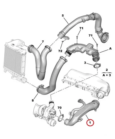 Turbo õhutoru OEM Citroen/Peugeot EP6 - PSA  9811909980 - OE - 100% Genuine Part